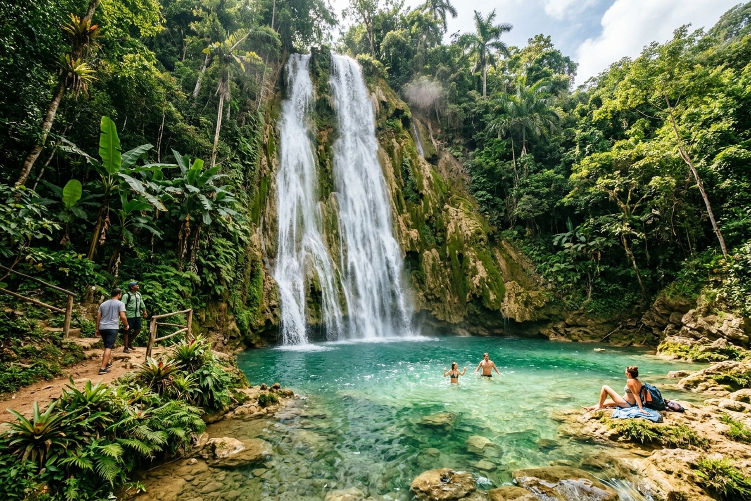 Cascada Salto del Limón con poza cristalina en Samaná